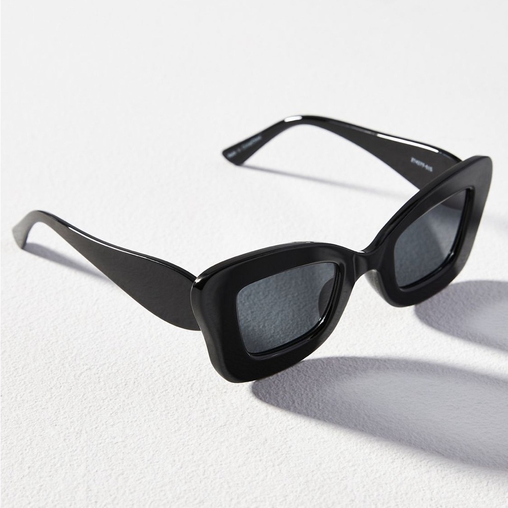 🌺🕶️ NWT Anthropologie Eyeking Butter Cateye Sunglasses – Black – One Size - Picture 2 of 9